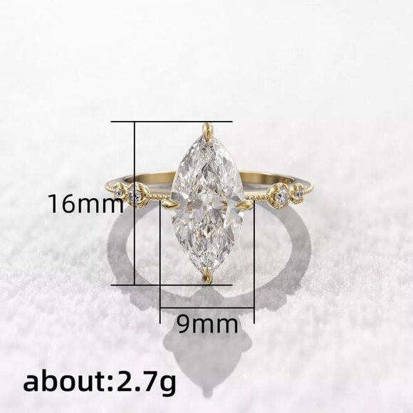 Exclusive Gold Plated 3A Marquise Cut CZ Ring for Women, FB16FA1062 - Picture 6 of 7